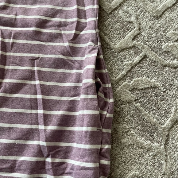 Women’s Purple Striped SuperSoft V-Neck Dress with Pockets - Picture 5 of 6